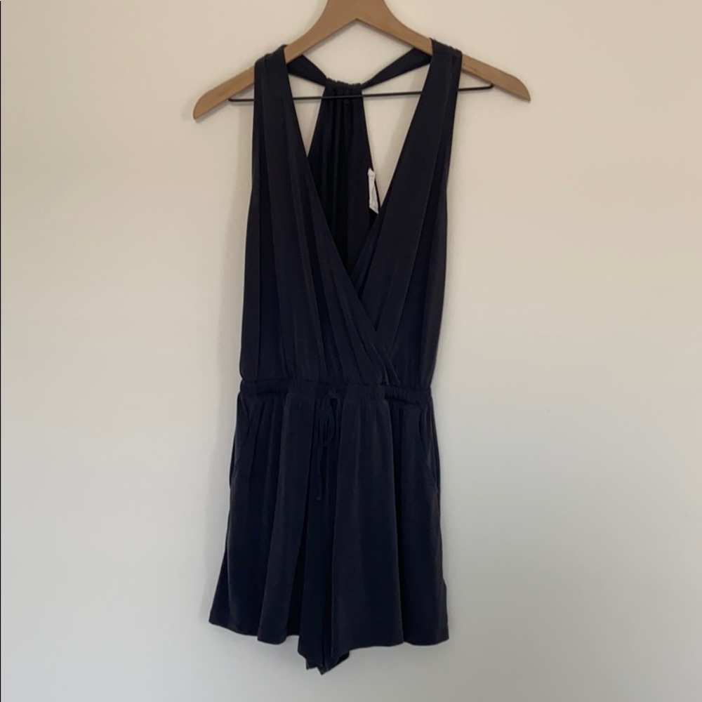 Grey drawstring romper/ cover up